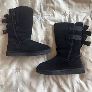 UGG Black Suede Boots with Bows size 7 new without box